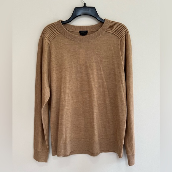 NWT Talbots Pleated Shoulder Pure Merino Wool Sweater in English Toffee Brown, M - Picture 1 of 7